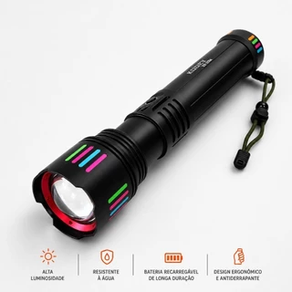 Lanterna Tática LED Recarregável KOSEY KG-516A Super Potente Stretch Zoom USB Bateria 36132