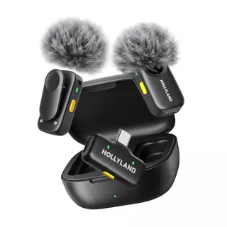 Microfone Sem Fio Hollyland Lark A2 USB-C Lapela Discreto Pequeno com Cancelamento de Ruído IA