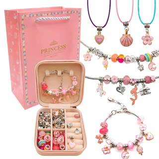 Kit de joias com Miçangas de 66 Peças P/ Montagem de Pulseira Infantil
