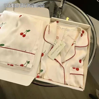 Conjunto de Verão de Seda Gelada Primavera Outono Pijamas de Manga Longa de Seda Gelada Novo Estilo BATG em Oferta na Shopee