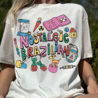 Camiseta Modelo Unissex 100% Algodão Fio 30.1 Nostalgic Brazilian Lançamento 2026