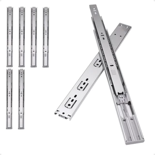 Kit 6 Corrediça Telescópica 40cm Trilho Gaveta 35kg 3 Pares