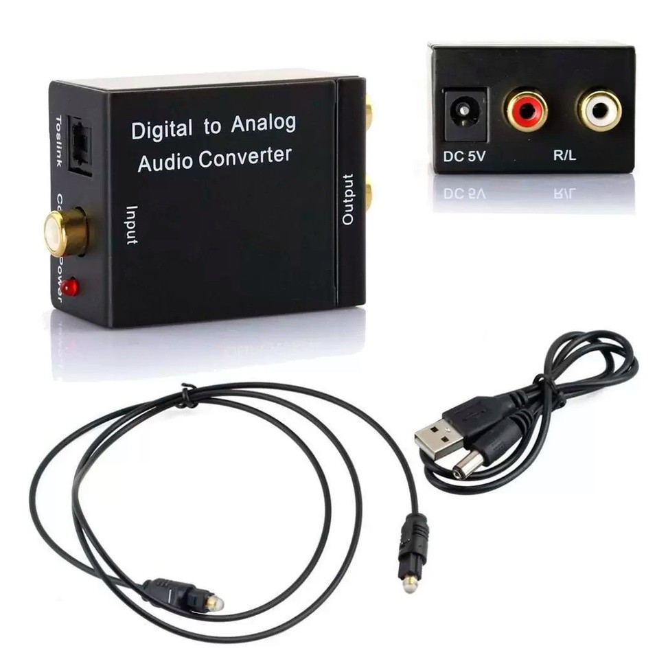 Kit Conversor Audio Digital Cabo Optico Smart Tv Home Theater Estereo