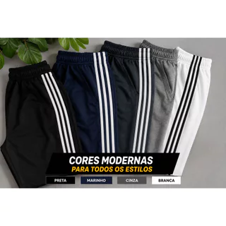 Calças Esportiva Unissex Flanelada Com Listras e com Bolsos