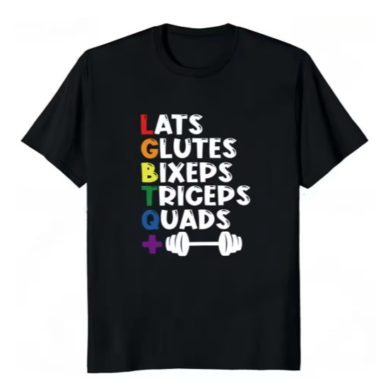 camisa algodão New LGBTQ Printed Gym T Shirt Last Glutes Biceps
