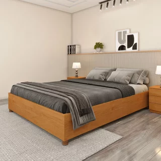 Cama Queen em MDP 203cm x 164cm Mônaco Cinamomo