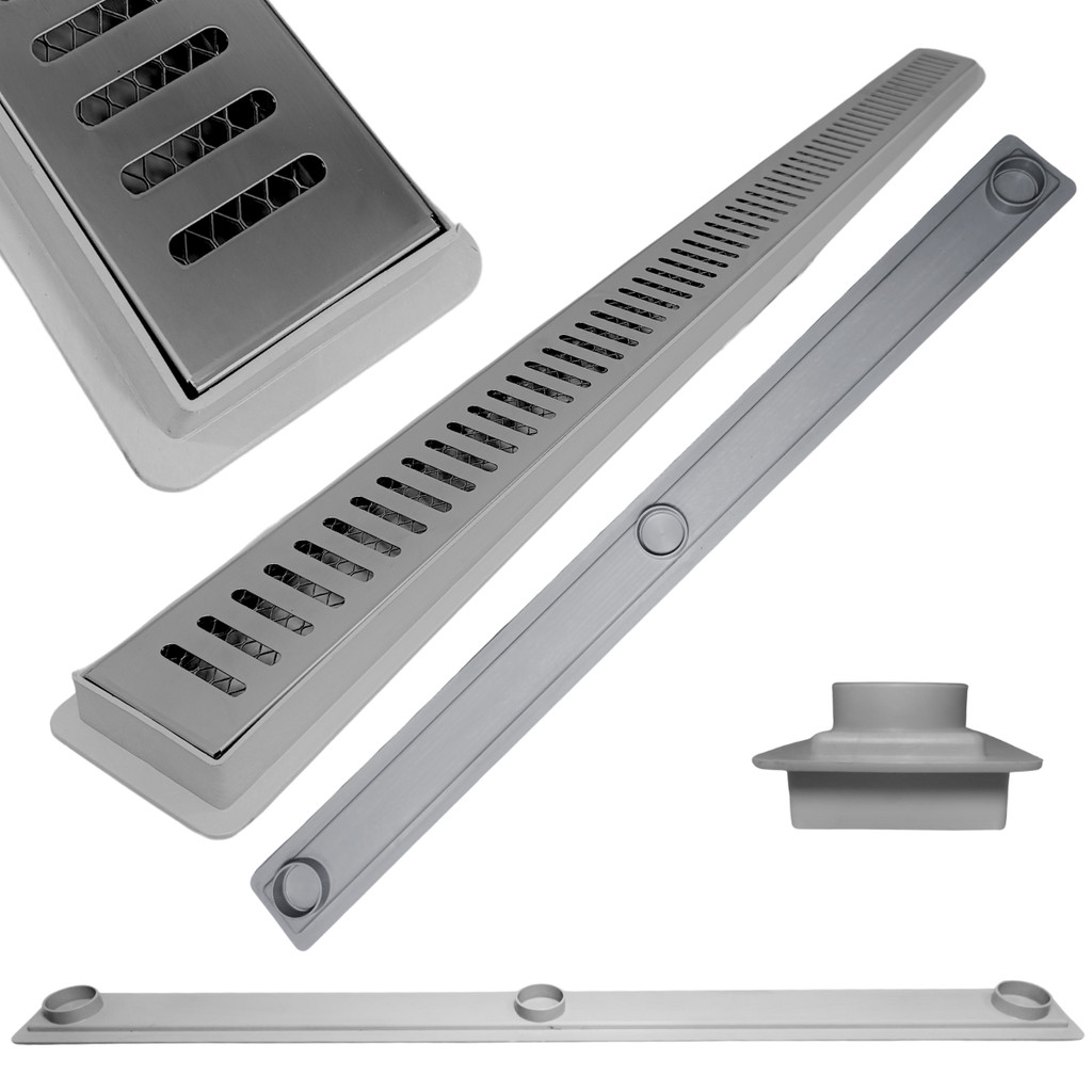 Ralo Linear 5x90 Inox Tradicional Coletor Raso 3cm Banheiro Cinza ...