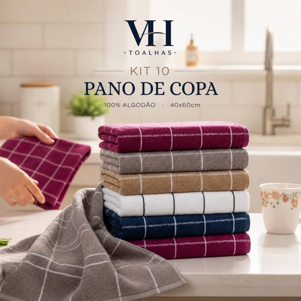 Kit 10 Pano De Copa Atoalhado Premium Luma Jacquard 40x60Cm Cozinha Sortidos Toalha de Copa Grande Decorado
