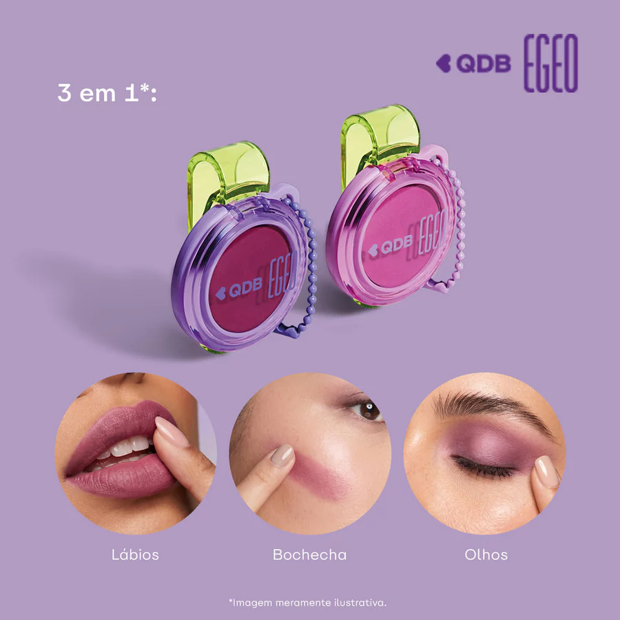 Batom 3 em 1 Berry Framboesa Lip & Cheek QDB Egeo Ubessesion 2,5g — foto 3
