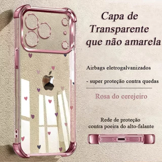 Capa Transparente com Logotipo Almofada de Ar nas Quinas Anti‑Impacto Para iPhone 17 Air 16 15 14 Plus 13 12 11 SJ