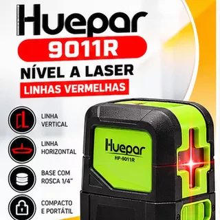 Nível Laser Vermelho 2 Linhas Huepar 9011R 30m Autonivelamento