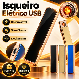 Isqueiro Esqueiro Elétrico Ecológico Recarregável de Bolso USB Acendimento Elétrico