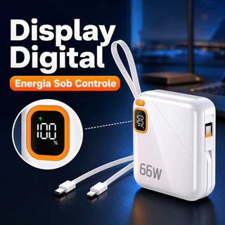 Carregamento Rápido Duplo Oferece Recarga Super Rápida Bateria Carregadora 10000mAh Compacta Com Cabo Integrado