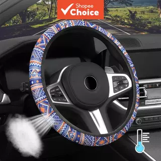Capa De Volante Elástica Geométrica Boho Antiderrapante 37-38cm Ajuste Universal