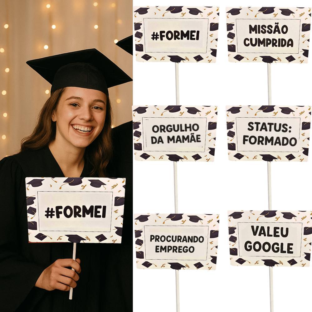 Kit Plaquinhas divertidas festa Formatura kit 10 unidades Formei Balada ...