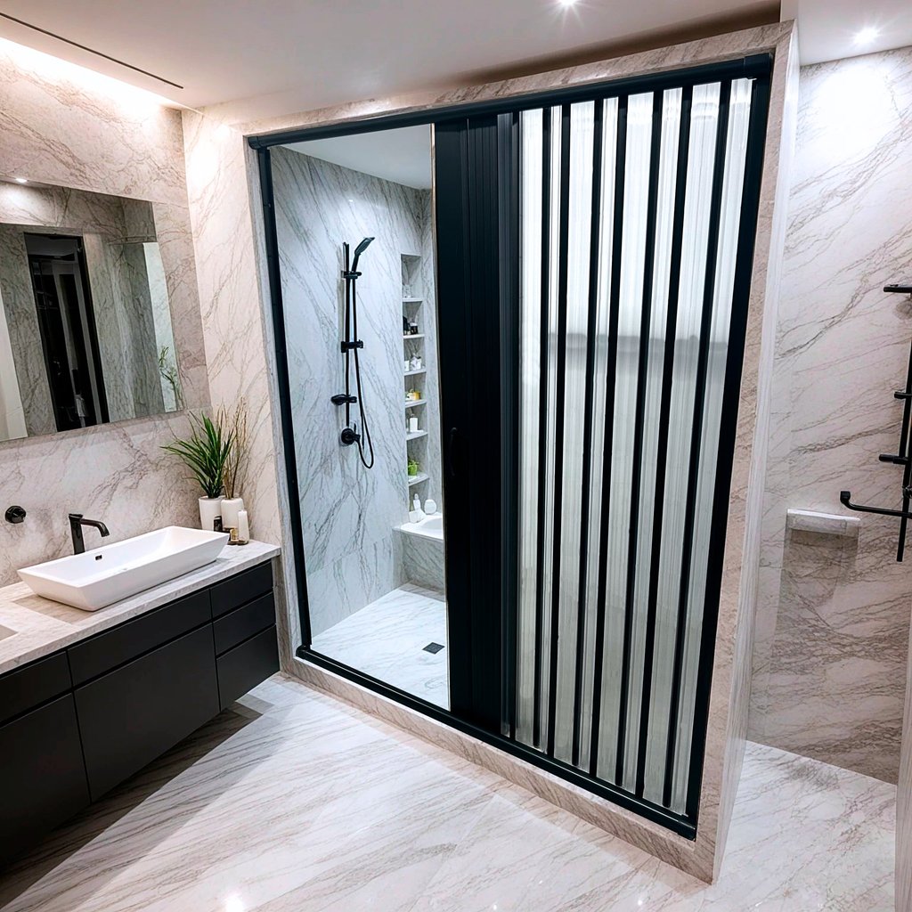 Box Para Banheiro de PVC 185x130cm Sanfonado Frontal BCF Preto | Shopee ...