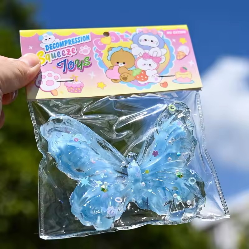 Squish Sensorial Borboleta Brilhante com Bolinhas - Borboleta Mágica Pop