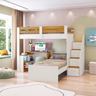 Beliche Star Office Infantil/ Juvenil Multifuncional com Escrivaninha Casatema MadeiraOriginals Branco/Freijó