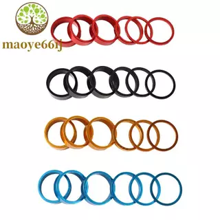 MAOYE66 Bicicleta Fone De Ouvido Arruela 6 Pçs/set Haste Espaçador Riser Liga Alumínio MTB Estrada Guiador Espaçadores