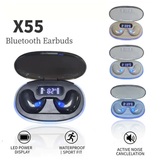 X55 TWS Mini Sleep Wireless Bluetooth Earphones with LED Display, HIFI Stereo Sound, IPX5 Waterproof