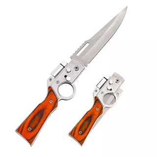 Canivete Ferramenta Dobrável Madeira Com Mini Lanterna Lateral HW-301252, HW-301260, HW-301254