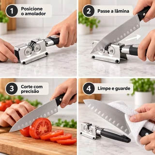 Kit Faca de Cozinha Masterchef Oficial Santoku Inox 7" + Amolador de Facas Profissional