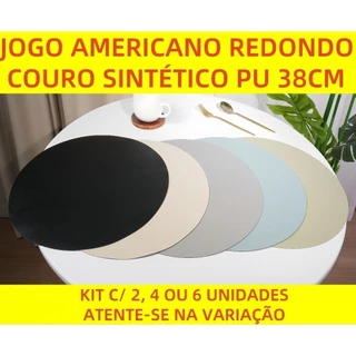 Jogo Americano Redondo 38cm Couro Sintético PU Antiderrapante Flexível Descanso Mesa de Jantar Kit 2, 4 ou 6 Un Elegante em Oferta na Shopee