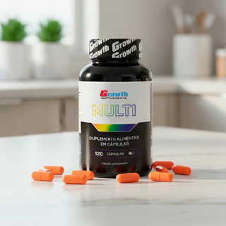 Multivitamínico 120 Cáps. - Suplemento Completo com Vitaminas e Minerais Essenciais - Growth Supplements - Sabor Neutro