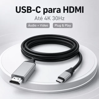 Cabo Adaptador USB Tipo C para HDMI 4K 30Hz 2 Metros Espelhamento de Tela para TV Monitor Projetor