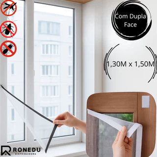 Kit 1,2,3,4 Tela Mosquiteiro 1,30m x 1,50m com Dupla Face Resistente Removível Contra Insetos
