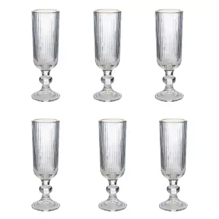 Jogo De Taça Canelada Lirio Clear Gold 150ml 6 Peças em Oferta na Shopee