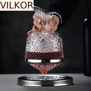 Aerador De Vinho VILKOR, Com Base De Vidro Cristal Espessado Decantador Giratório 360, Dispensador 1500ml