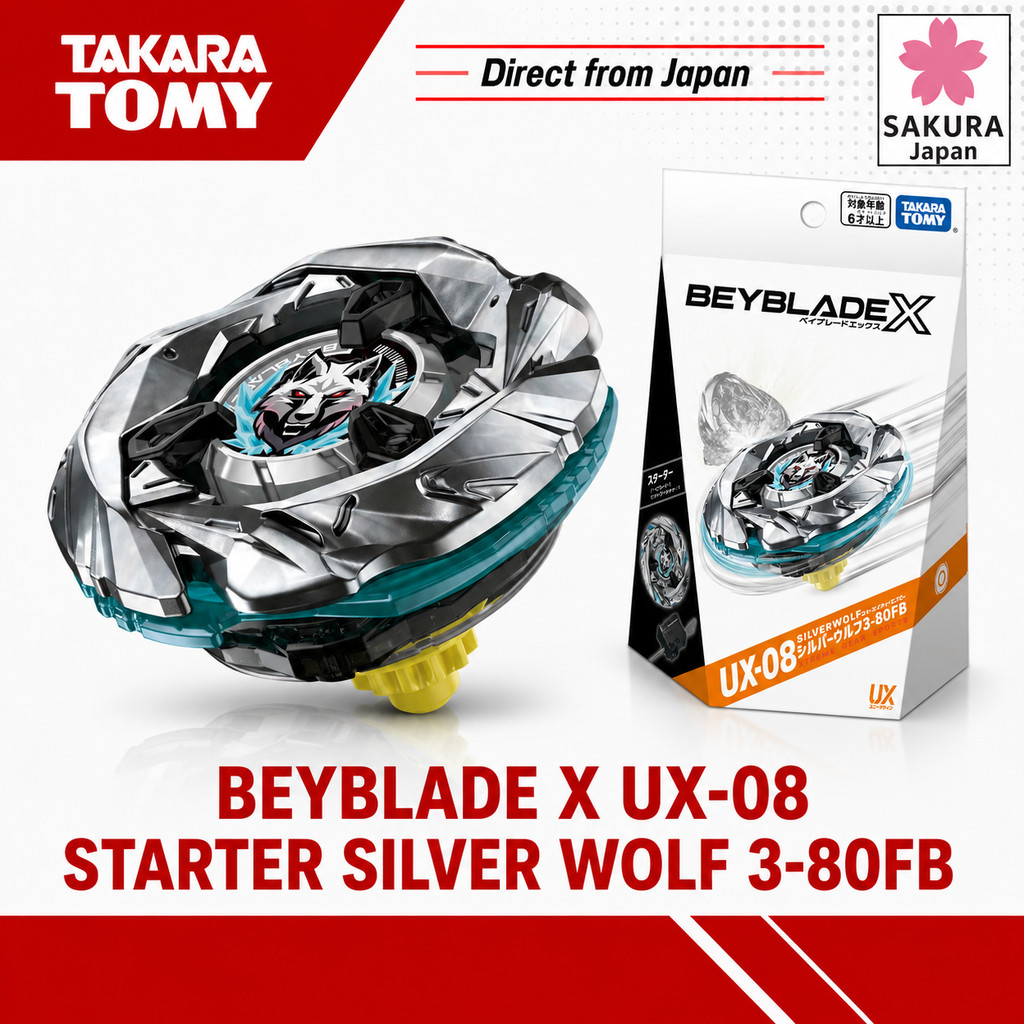 BEYBLADE X UX-08 Starter Silver Wolf 3-80FB | Shopee Brasil