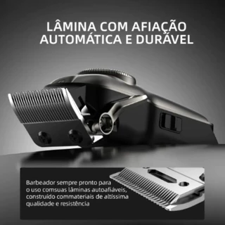 Máquina Barbeador Maquininha De Cortar Cabelo Profissional Sem Fio Display LED USB Barba Acabamento