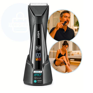 Aparador De Pelos Corporal VGR V-938 Elétrico Bivolt Recarregável USB com Pentes e Visor LED Unissex