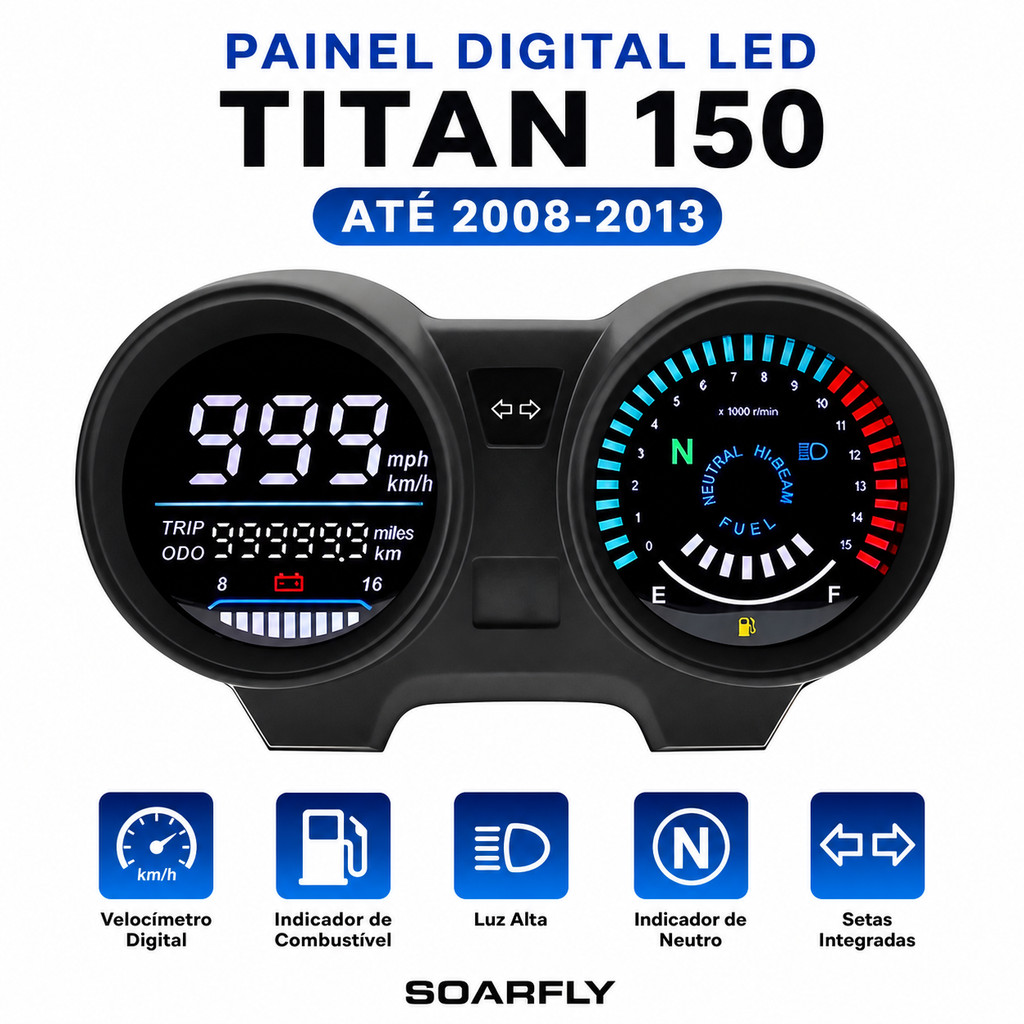 Painel Digital LED Velocímetro Titan 150 CG150 Fan 150 Até 2008 2013 ...