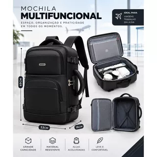Mochila Mala, grande capacidade para viagens Trabalho e Uso Diário, compartimentos, trava para cadeado