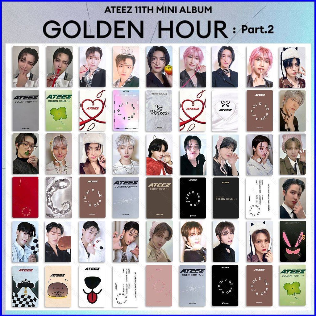 ATEEZ Album Laser kaart Gouden Uur Deel 1 Fotokaarten 55 Stks ATEEZ Nieuwe Laser Gouden Uur Deel 1 Lomo Kaarten Postkaarten