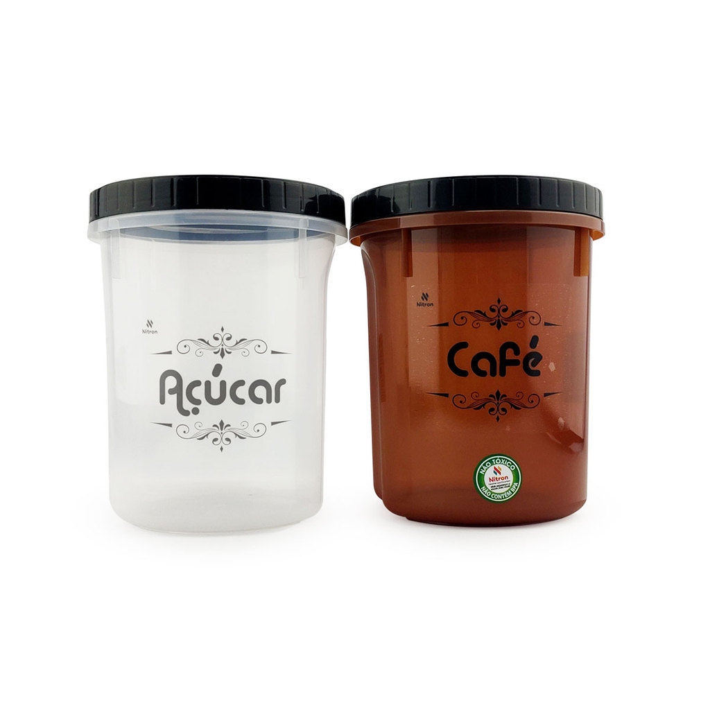 Conjunto Potes Para Café e Açúcar Conservador de Alimento Re