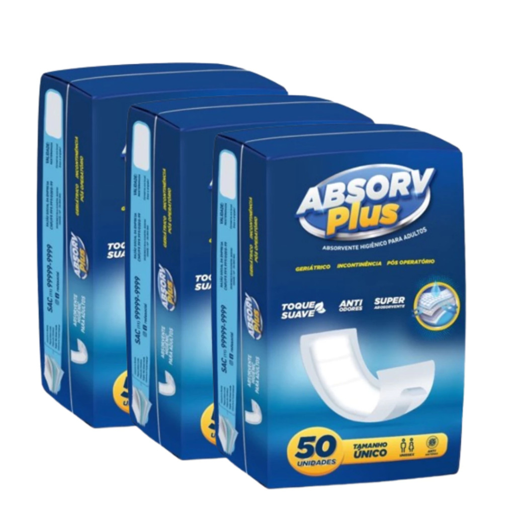 KIT Absorvente Geriatrico Absorv Plus até 150 Unidades Incontinência ...