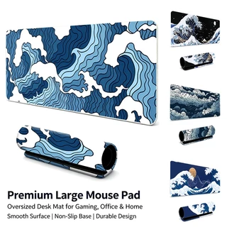 Mouse Pad Japonês Ukiyo-e Oceano Wave Para Jogos, Borda Costurada, Borracha Antiderrapante, À Prova D'água, Tapete D