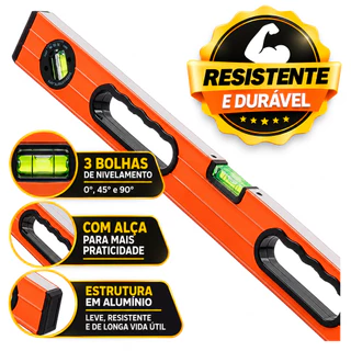 Nível de Bolha 100cm Precisão Robusto Prumo Obra Profissional Imã Nivelamento