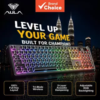 Teclado Mecânico De Modo Triplo AULA F108 Pro Seiya Axis, RGB Sem Fio, Almofadas Hot-Swappable, Bluetooth 2.4G, Jogo