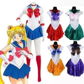 Vestido Fantasia Cosplay Anime Sailor Moon para Mulheres Adultas Tsukino Usagi Lolita Azul Sexy Halloween Carnaval M7 TM