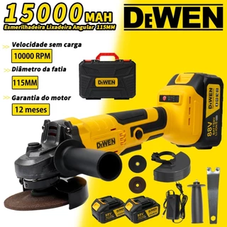 Esmerilhadeira Lixadeira angular sem fio 2 Bateria 88V recarregável de 115mm Brushless 10000rpm