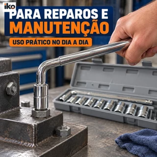 Kit de Ferramentas Jogo de Soquetes 10 Peças com Estojo – 9 Soquetes + Chave em L para Carro, Rodas e Reparos |