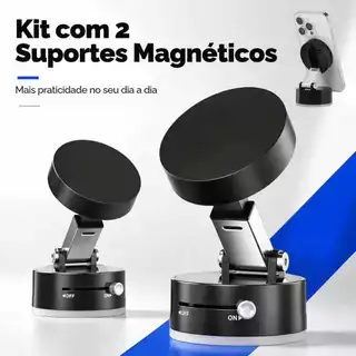 Kit 2 Suporte Celular Magnético com Ventosa para Carro Painel Vidro Mesa