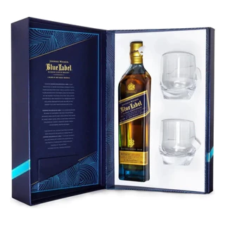 Kit Whisky Blue Label - 750 Ml C/copos Originais
