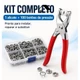 Kit Alicate Aplicador Com 100 Botões De Metal Pressão Para Costura Roupa