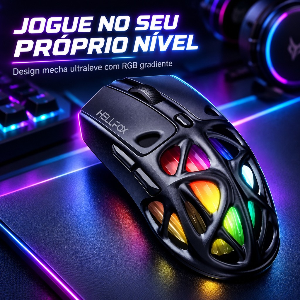 HELLFOX Mouse Gamer Sem Fio Tri Mode PAW3311 12000 DPI 70g | Shopee Brasil